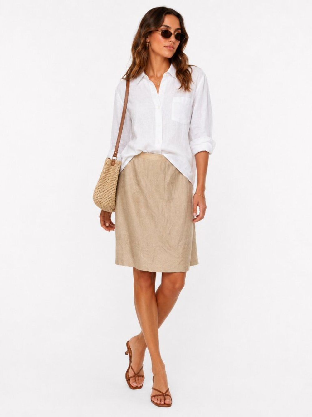 Italian Linen‎ Flared Pencil Skirt by Tombolini